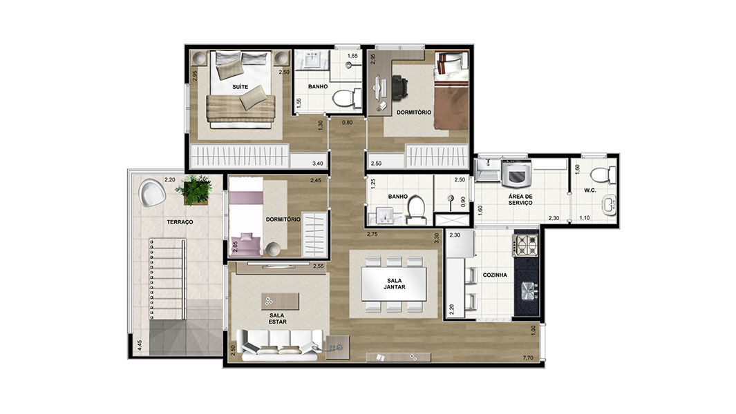 Duplex 152m² - Pavimento Inferior